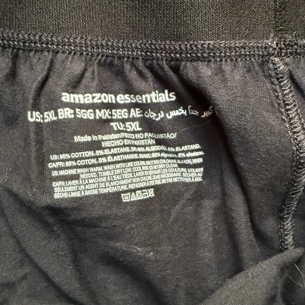 NWOT Amazon Essentials Men 5XL Black Knit Boxer Briefs Button Fly 2 Pack Stretch